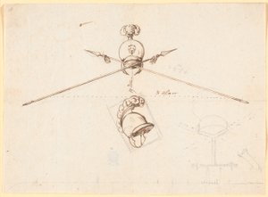 Decorative Draft. A Helmet and Two Crossed Spears, etc. by Nicolai Abildgaard