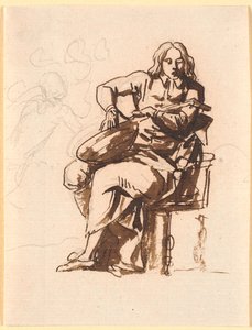A poet plucking the strings of a lute by Nicolai Abildgaard