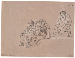 A Group Consisting of an Old Man and Two Seated Women, Turning Towards a Man Sitting Higher Up by Nicolai Abildgaard