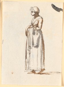 A Woman Walking to the Left with a Basket over Her Arm by Nicolai Abildgaard