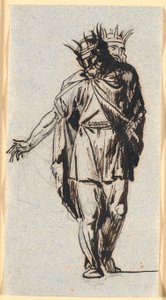 An Old Norse (?) King Figure, Standing with Crown on Head by Nicolai Abildgaard