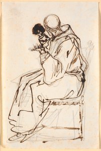 A Seated Monk in Profile to the Left