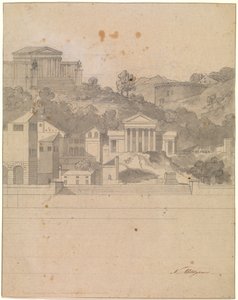 Landscape with Antique Buildings. Decoration Draft