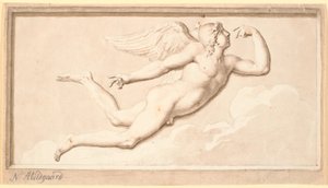 Morning or Day. A Winged Flying Young Man by Nicolai Abildgaard