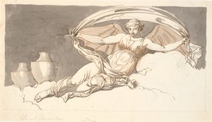 Night, a Resting Woman with Bat Wings