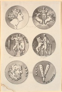 Six Representations of Antique Medals by Nicolai Abildgaard
