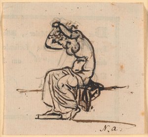 Seated Woman Arranging Her Hair