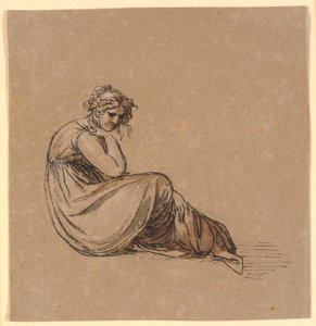Seated Woman with Elbow Resting on Right Knee by Nicolai Abildgaard