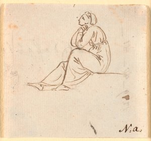 Seated Female Figure in Profile to the Left by Nicolai Abildgaard