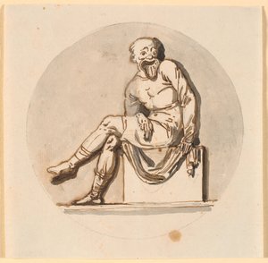 Seated Mask Figure, Circular Frame. Draft for Decoration in the Tea House in Sorgenfri Park