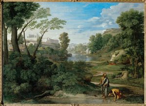 Landscape with Diogenes by Nicolas (attr.to) Poussin