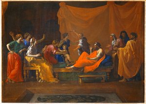 Infant Moses Trampling the Crown of the Pharaoh by Nicolas (attr.to) Poussin