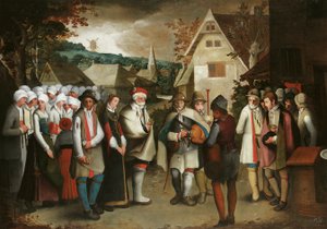 A Wedding Procession Through a Town by Nicolas Baullery