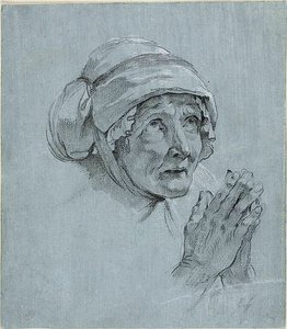Study of the Head and Hands of an Old Woman Looking Up by Nicolas Bernard Lepicie