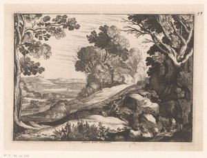 Hilly Landscape with Two Goat Herders