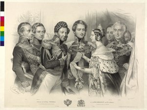 Queen Victoria of England Presents King Louis Philippe of France the Order of the Garter