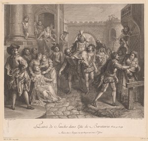 Arrival of Sancho on the Island of Barataria from The History of Don Quixote of La Mancha (series title) by Nicolas Henri Tardieu