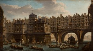 Sailors Jousting, Between the Pont Notre Dame and the Pont-Au-Change, Paris, 1756 by Nicolas Jean Baptiste Raguenet