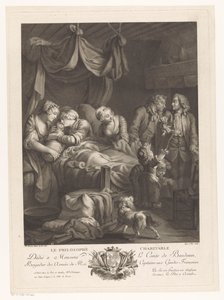 Woman with Baby in a Maternity Bed, Surrounded by Other Figures (Le Philosophe Charitable)