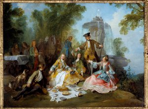 Hunting meal. Painting by Nicolas Lancret (1690-1743)
