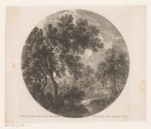 Forest Landscape with Two Men Behind Herd