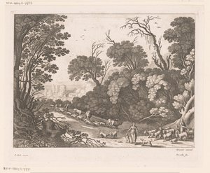 Shepherds with Flock by Nicolas Perelle