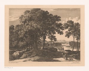 Landscape with Trees and Travelers Along a River