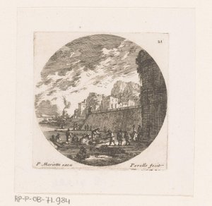 Cityscape with Moored Rowboat by Nicolas Perelle