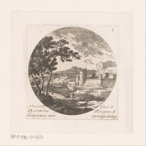 Fortified City and Figures by a Tree