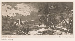 Winter Landscape with Houses and Tower by Nicolas Perelle