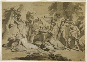Drunken Silenus Satyr and Nymphs