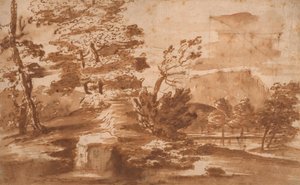 Landscape (recto) by Nicolas Poussin