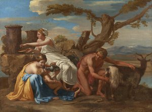 The Infant Jupiter Nurtured by the Goat Amalthea by Nicolas Poussin