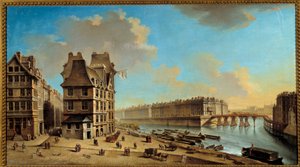 The Quai de la Greve, the Ile Saint-Louis and the Pont Rouge as Seen from the Place de Greve by Nicolas Raguenet