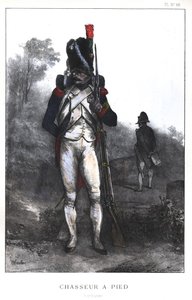 Napoleonic Wars, French Army, Foot Chasseur of the Imperial Guard in full dress, 1845 by Nicolas Toussaint Charlet