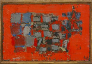 Composition on Red Background by Nicolas de Staël