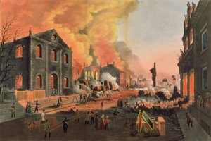 View of the Ruins after the Great Fire in New York, December 16th-17th 1835, engraved by W.I. Bennett, pub. by L.P. Glover, New York, 1835 by Nicolino Calyo