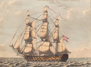 A Danish Leave Ship, Seen in Lee, with Side Wind by Niels Truslew