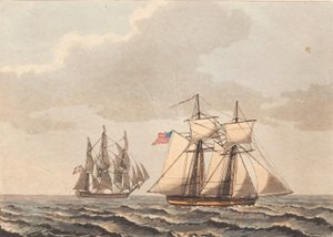 A Danish Ship and an American Schooner with Side Wind by Niels Truslew