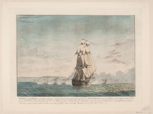 The Battle Between 6 Danish Gunboats and the English Ship of the Line "Dictator" by Niels Truslew