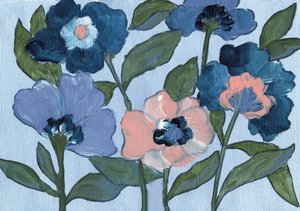 Blue and Peach Blooms by Nikita Jariwala