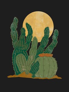 Cacti Under Golden Moon