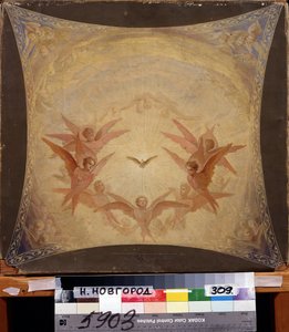 Cherubs. Seraphim with 6 wings from Christian mythology, surrounding a radiant dove (Holy Spirit). by Nikolai Andreevich Kocheliov