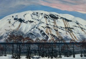 Cold April Morning with Avalanche, Snow Mountain by Nikolai Astrup