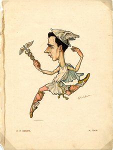 Ballet Dancer and Choreographer Michel Fokine, from Russian Ballet in Caricatures by Nikolai Gustavovich Legat
