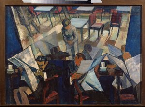Cafe - Painting by Nikolai Pavlovich Ulyanov by Nikolai Pavlovich Ulyanov