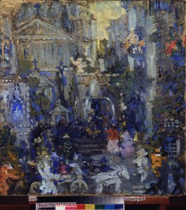 Stage Design for the Theatre Play The Masque of the Red Death by Edgar Allan Poe by Nikolaj Nikolaevic Sapunov