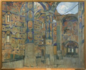 Interior of the Church of the Makarios-Scheltowodski Trinity Monastery in Makarjewo by Nikolaj Pawlowitsch Uljanow