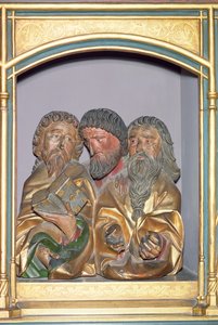 Wooden carvings of SS. Paul, Matthew and Thomas, from the predella of the Isenheim Altarpiece