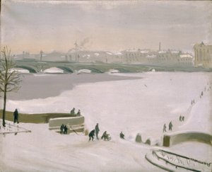 Crossing the frozen Neva River, 1935 by Nikolay Fyodorovich Lapshin
